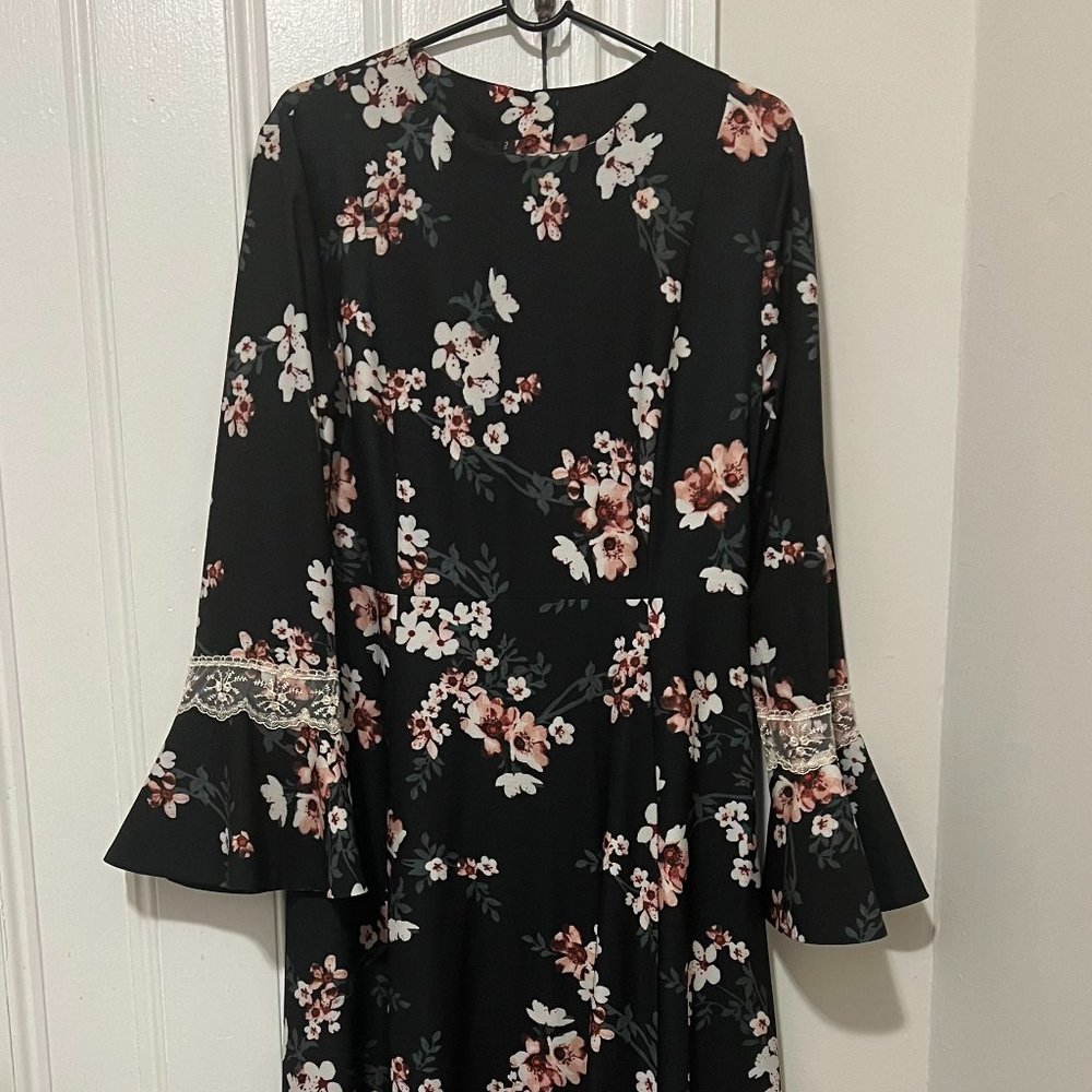 Annah Hariri Floral Maxi Dress with Flare Sleeve
